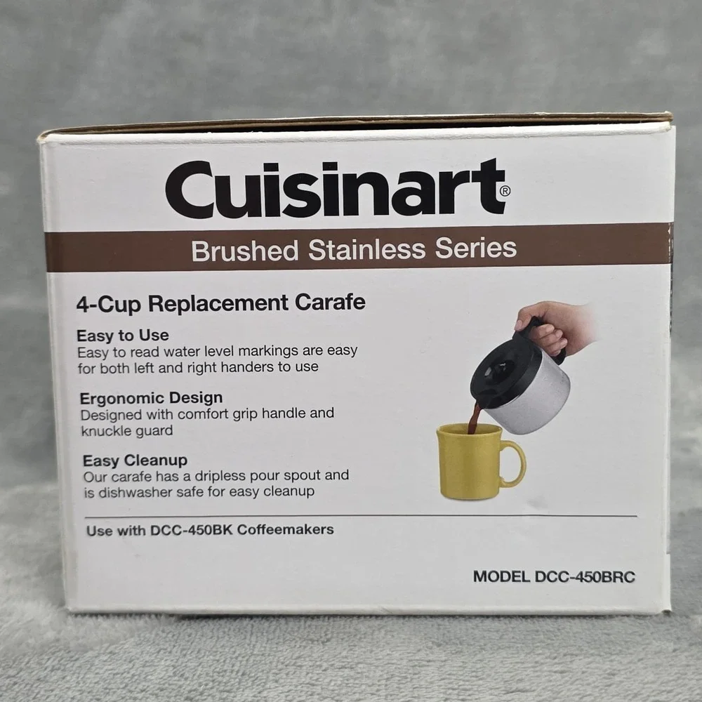 Cuisinart 4 Cup Replacement Carafe Brushed Stainless Series For DCC-450BK NIB